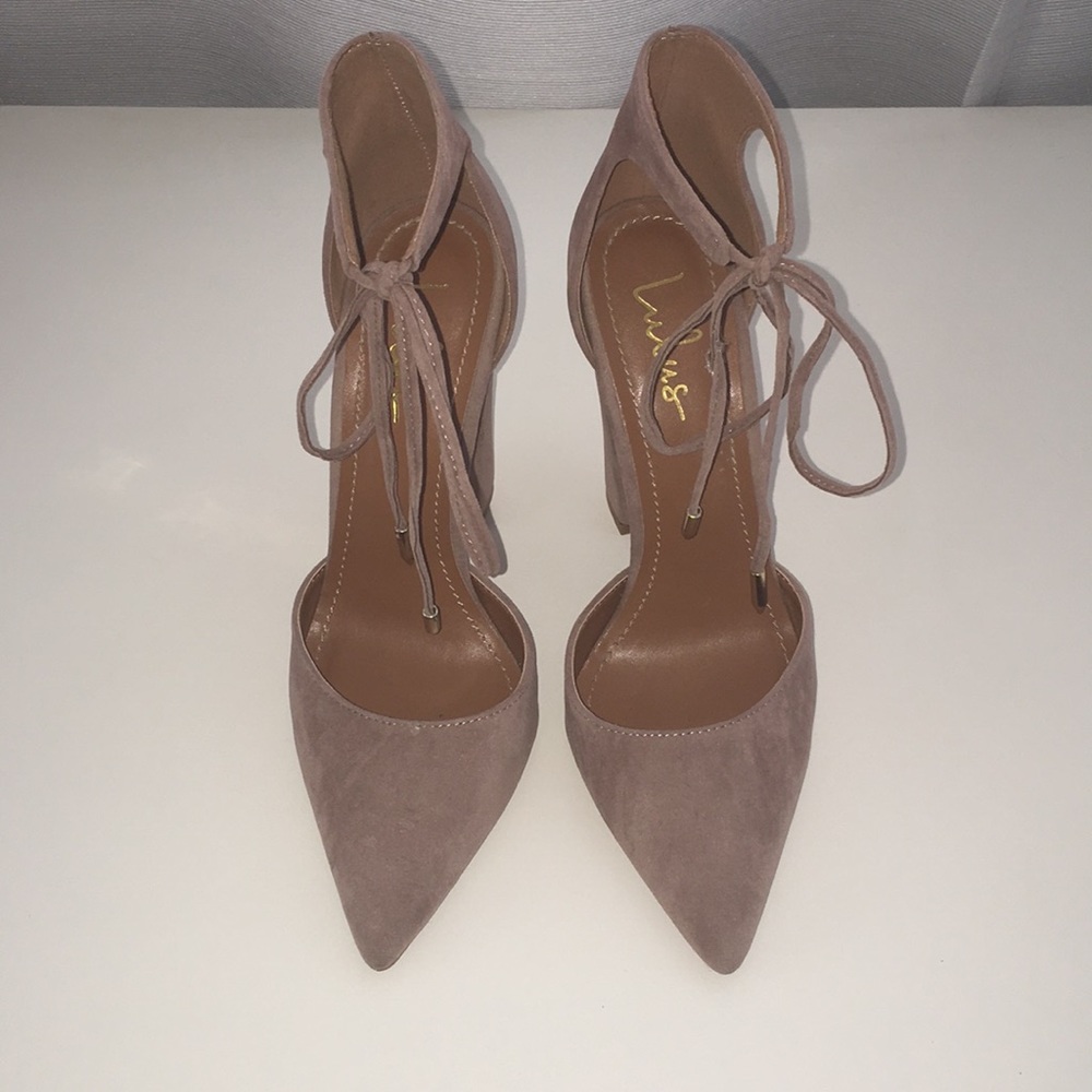 Taupe Suede Lace-Up Heels - Picture 4 of 5